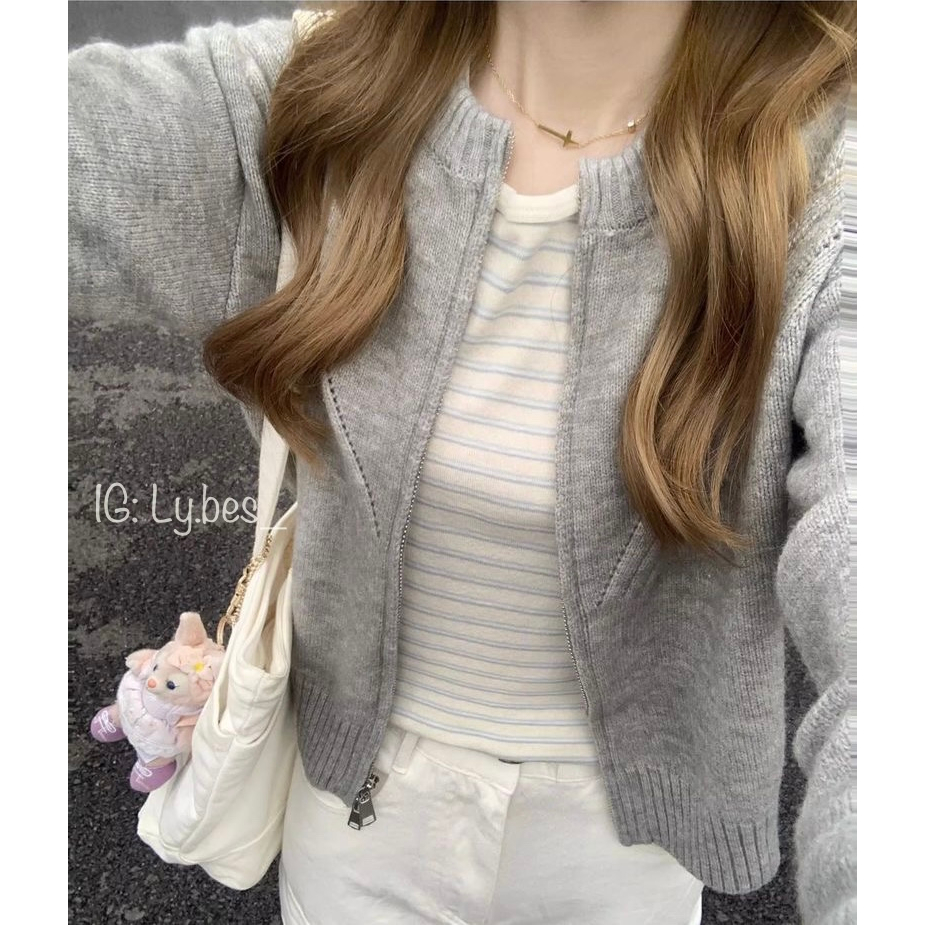 Áo Khoác Len Nữ Dệt Kim Thời Trang Thu Đông Phong Cách Hàn Quốc
