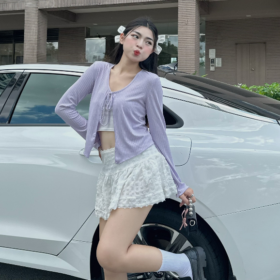 Áo cardigan nữ dáng croptop - Alice Top vải thun mềm co giãn thoải mái phù hợp cho mùa thu đông Wepretty AH16