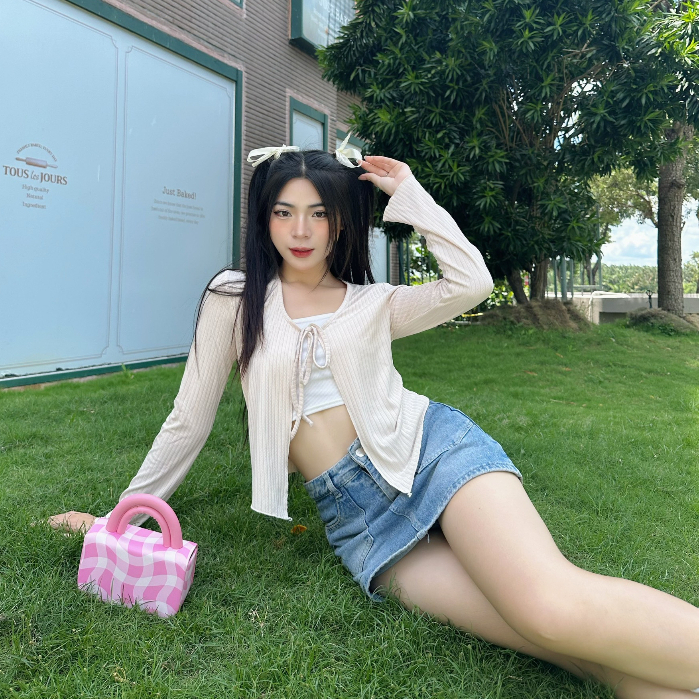 Áo cardigan nữ dáng croptop - Alice Top vải thun mềm co giãn thoải mái phù hợp cho mùa thu đông Wepretty AH16