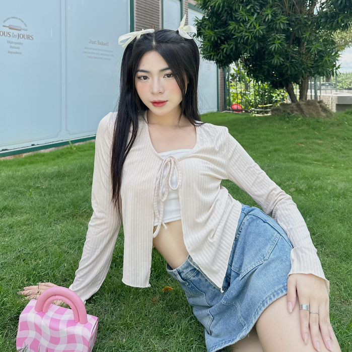 Áo cardigan nữ dáng croptop - Alice Top vải thun mềm co giãn thoải mái phù hợp cho mùa thu đông Wepretty AH16