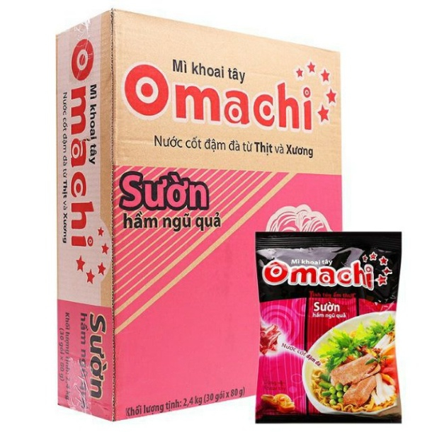 Thùng mì omachi, mì ăn liền omachi hàng có sẵn 3 vị bò sườn và tôm date mới thùng 30 gói