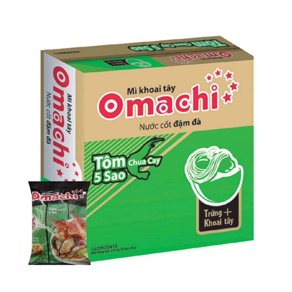 Thùng mì omachi, mì ăn liền omachi hàng có sẵn 3 vị bò sườn và tôm date mới thùng 30 gói