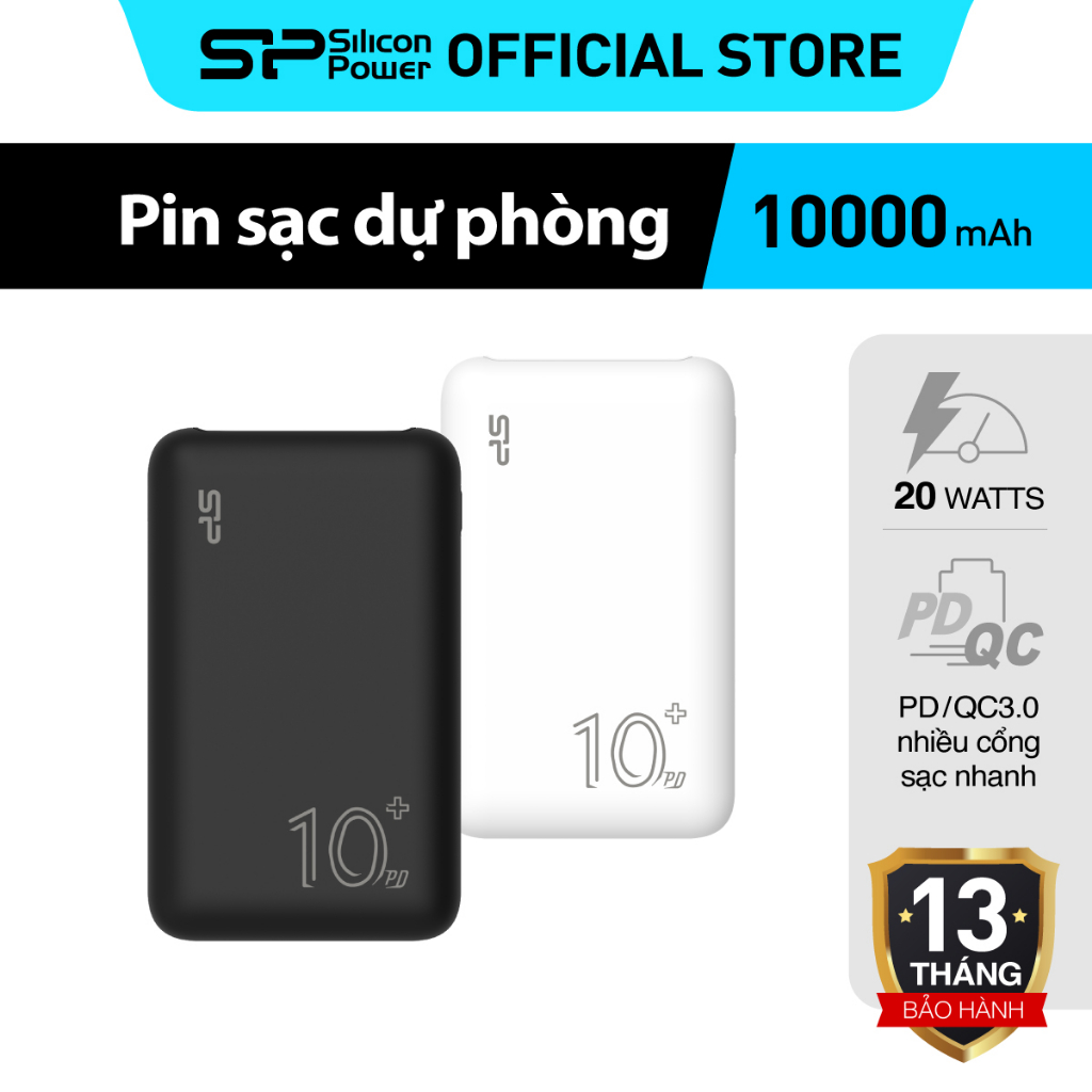 Pin Sạc Dự Phòng Sạc Nhanh/ Chống cháy nổ Silicon Power QP58/ Type-C 10000 mAh/ Bảo hành 13 tháng