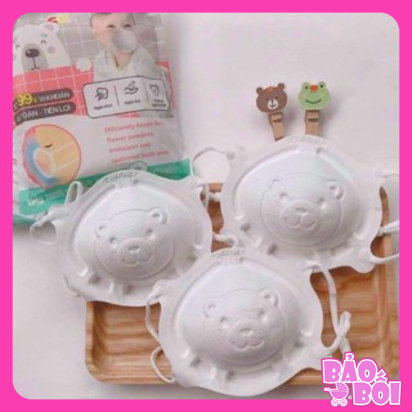 Set 3 cái Khẩu trang gấu KICHI có dây rút điều chỉnh
