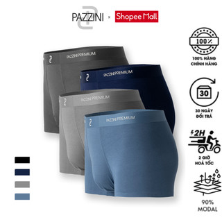 Combo 5 quần lót nam boxer PAZZINI modal gỗ sồi cao cấp, quần sịp nam co giãn 4 chiều, thấm hút - BX007.