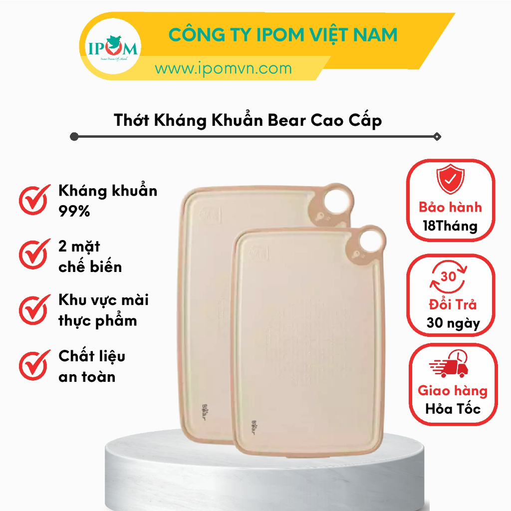 Thớt Kháng Khuẩn Bear cao cấp, kháng khuẩn, chất liệu an toàn CX-E0023 - Hàng Chính Hãng