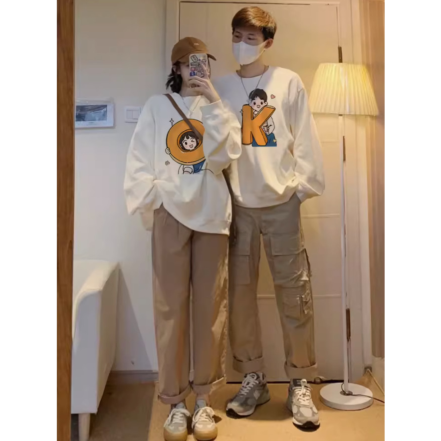 Áo sweater mặc cùng người yêu nỉ bông cặp đôi nam nữ hoodie có mũ unisex fom rộng mùa đông cute Chữ OK HD144 Nasa