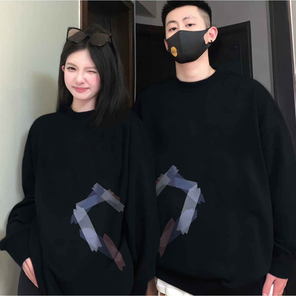 Áo đôi sweater mùa đông cổ tròn nỉ bông dài tay nam nữ unisex fom rộng hàn quốc Trái Tim Ghép Love Studio SW122