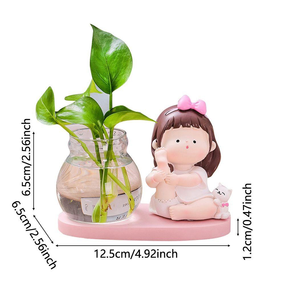 Bình thủy sinh mini để bàn, Bình thủy canh kèm cô gái tập yoga,bé trai bé gái trang trí bàn làm việc,góc học tập,Decor