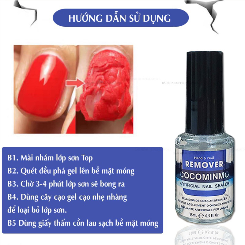 Nước phá gel Cocominmo chính hãng - phá gel lạnh không nóng móng  - Phá gel nail chuyên dụng giá rẻ