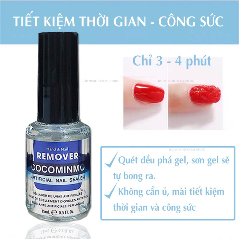 Nước phá gel Cocominmo chính hãng - phá gel lạnh không nóng móng  - Phá gel nail chuyên dụng giá rẻ