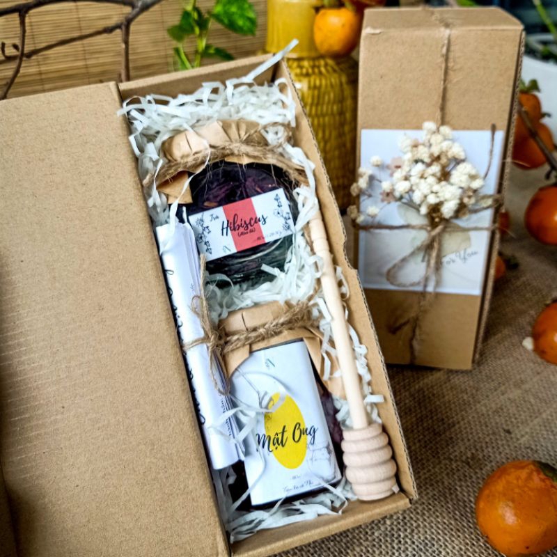 Hộp quà trà Hibiscus và mật ong 180ml