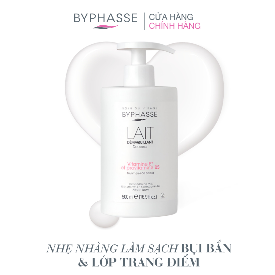 Sữa tẩy trang dịu nhẹ cho mọi loại da BYPHASSE SOFT CLEANSING MILK ALL SKIN TYPES (PUMP) 500ml