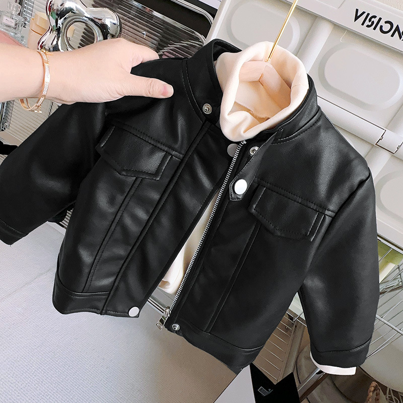 Áo khoác da lót nỉ thời trang cho bé