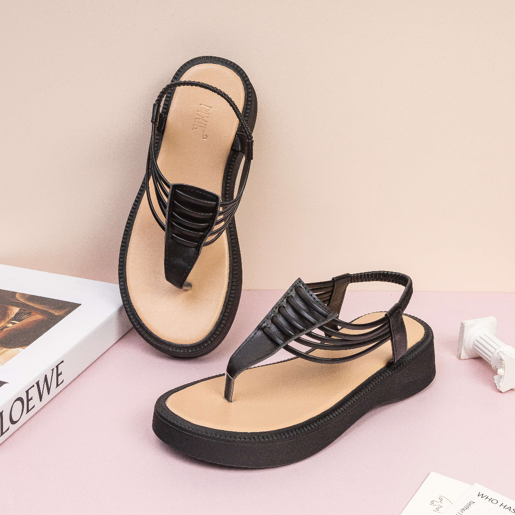 Giày Sandal Đế Xuồng 3cm Xỏ Ngón Hậu Thun E197 Pixie