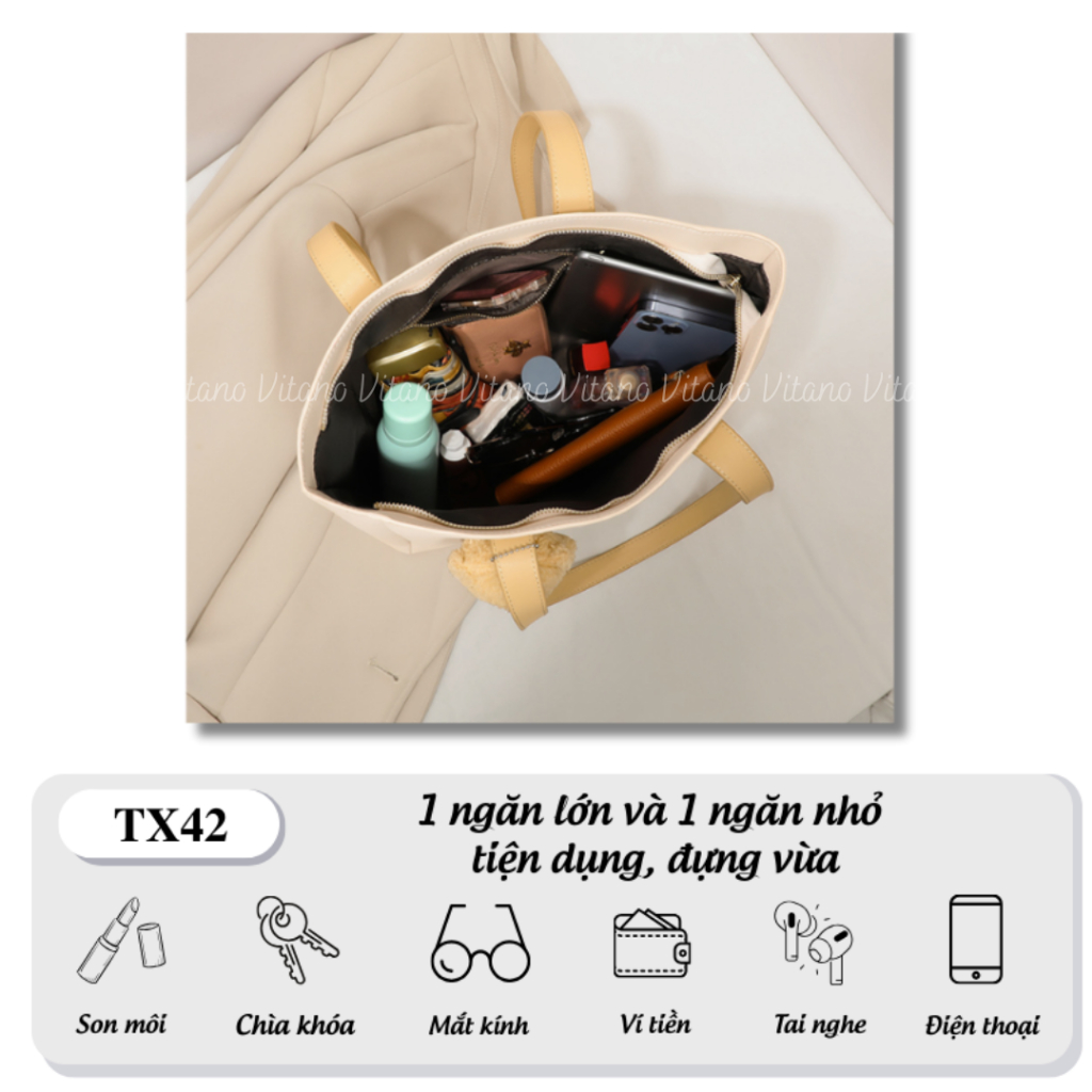 Túi công sở Vitano túi xách nữ da đẹp cao cấp đeo vai kẹp nách đi chơi đi làm TX42