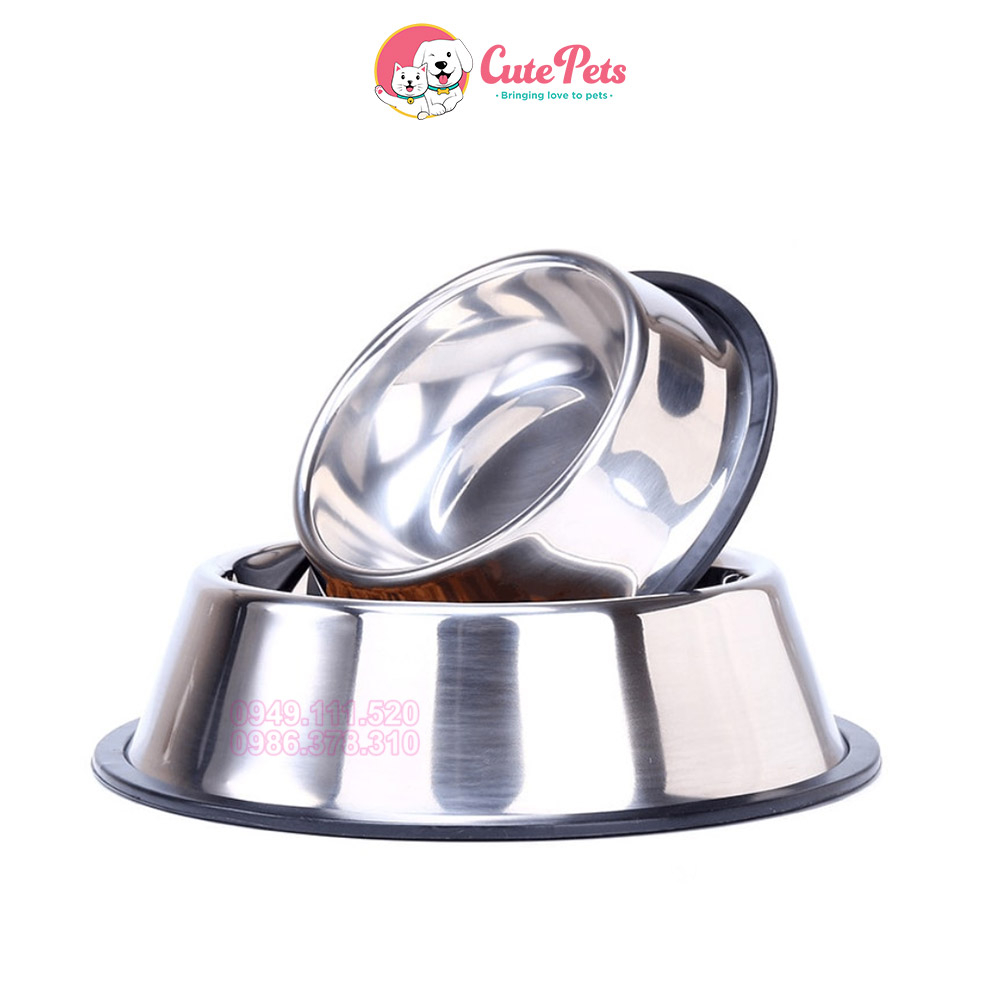 Bát inox chống trượt cho chó mèo Full Size - CutePets