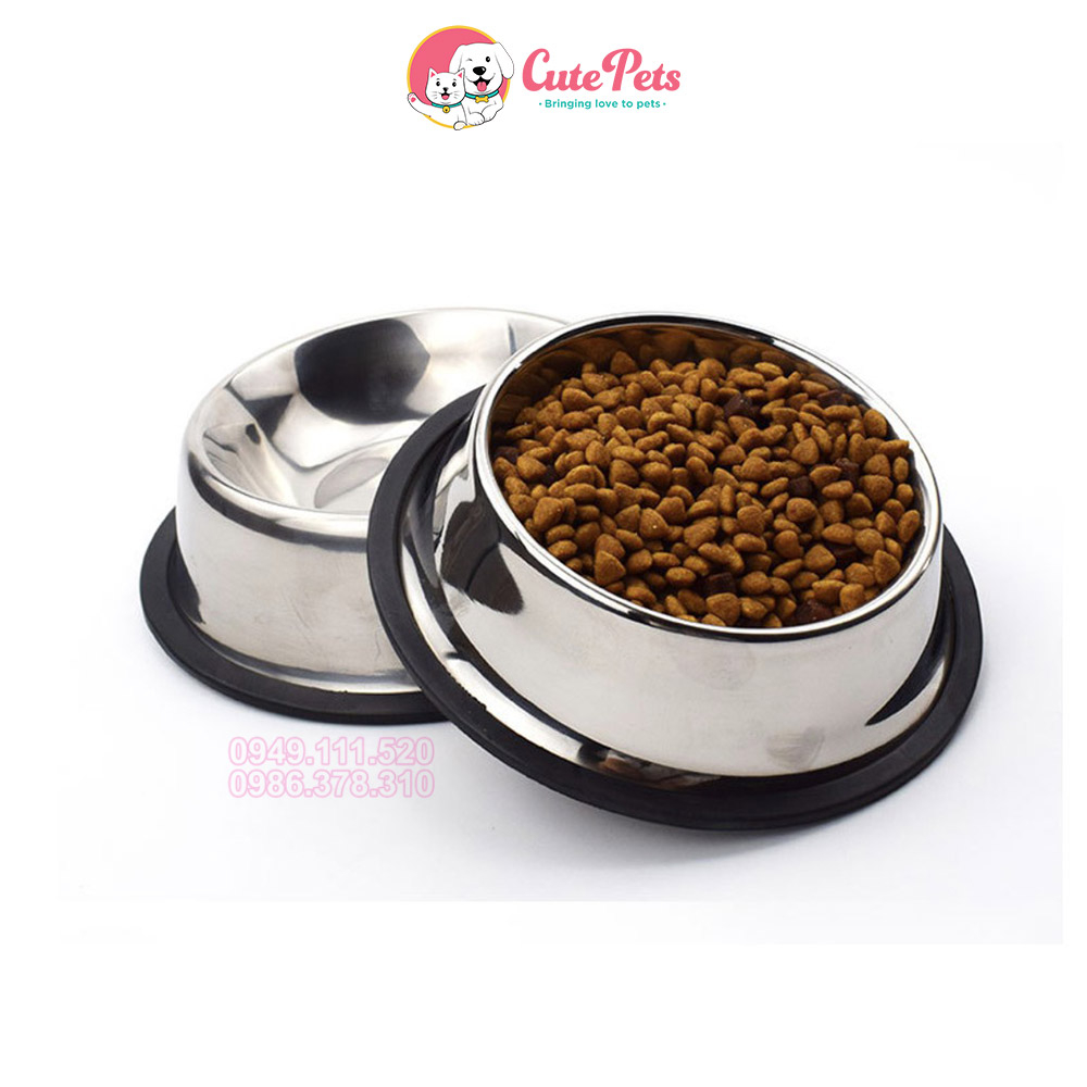 Bát inox chống trượt cho chó mèo Full Size - CutePets