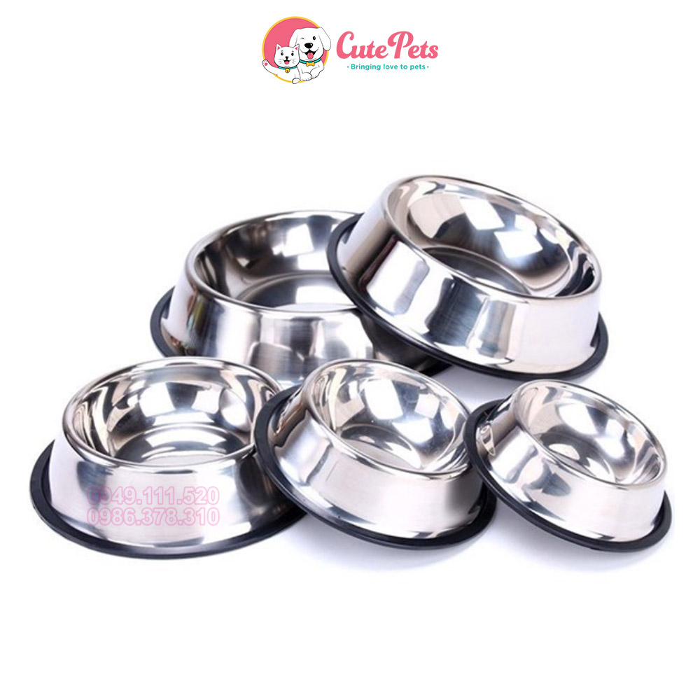 Bát inox chống trượt cho chó mèo Full Size - CutePets