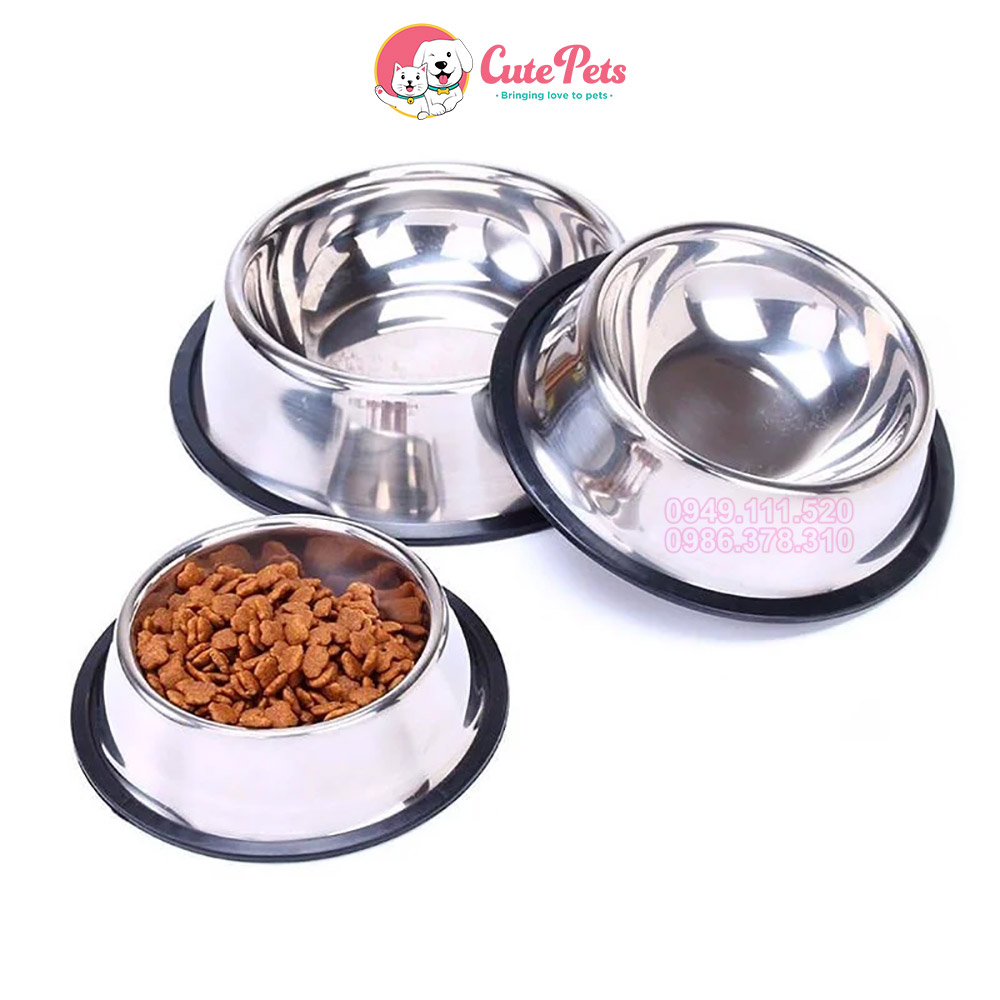 Bát inox chống trượt cho chó mèo Full Size - CutePets