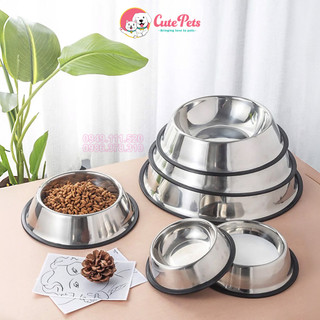 Bát inox chống trượt cho chó mèo Full Size - CutePets