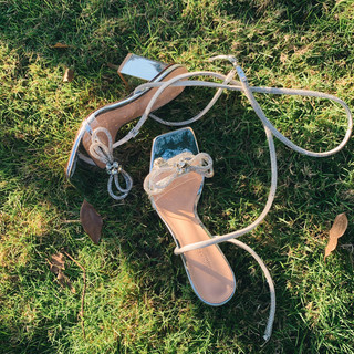 GIÀY SANDAL BIGSIZE CAO GÓT XGS85 NỮ PHỐI NƠ ĐÁ SIÊU LONG LANH GÓT VUÔNG CAO 5P