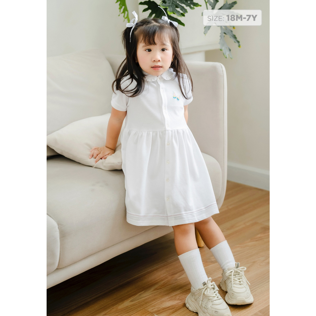 Đầm bé gái cotton thêu họa tiết, váy polo cho bé gái từ 1 tuổi - 7 tuổi Baa Baby - GT-AD04N-04