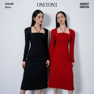 Váy liền Onetone dài tay cổ vuông Asent