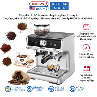 Máy pha cà phê Espresso chuyên nghiệp thương hiệu cao cấp HiBREW CM5020, công suất 1550W