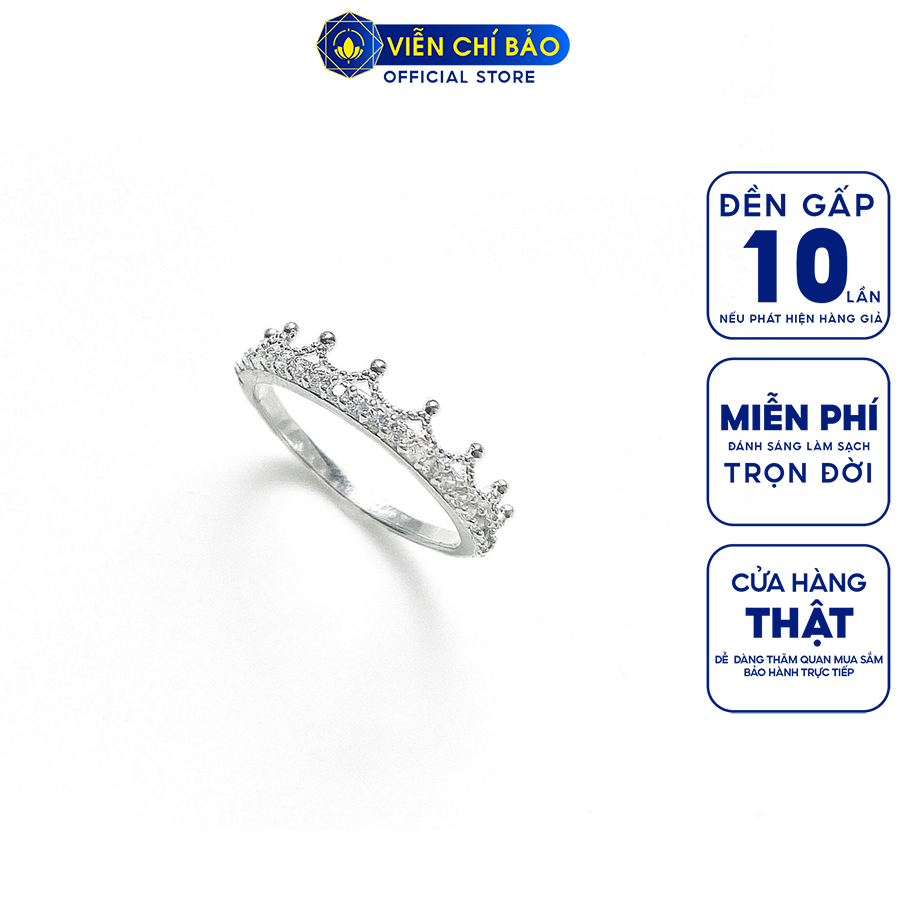 Nhẫn bạc nữ vương miện Crown đính đá chất liệu bạc 925 thời trang phụ kiện trang sức nữ Viễn Chí Bảo N400597
