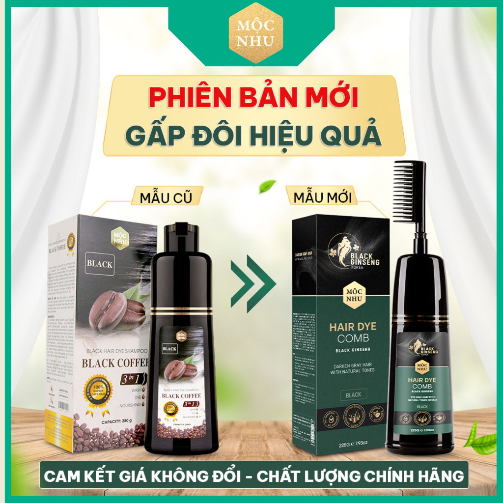 Dầu Gội Phủ Bạc Cà Phê Đen Mộc Nhu - MÀU ĐEN + NÂU ĐEN 280g