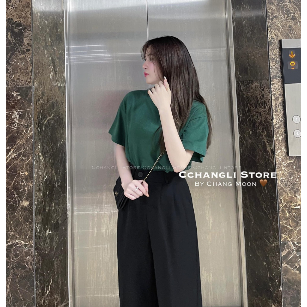 Áo thun nữ tay ngắn cổ tròn trơn basic hàng Quảng Châu thời trang mùa hè Hàn Quốc, áo phông chất cotton dễ phối 8115