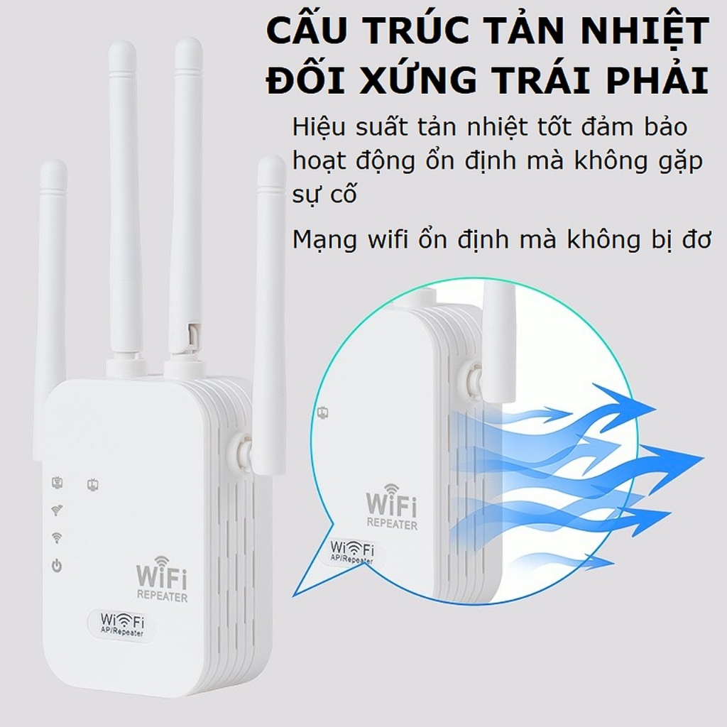 Kích Sóng Wifi 4 Râu Vinetteam Ăng Ten Phát Xuyên Tường Siêu Mạnh -dc5054