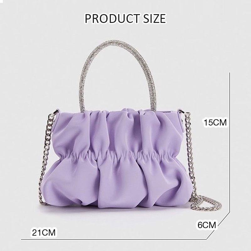 Túi Đeo Chéo Đính Đá Hình Đám Mây Phong Cách Thời Trang 2023 Thiết kế dây chuyền đám mây xếp li với sức chứa lớn