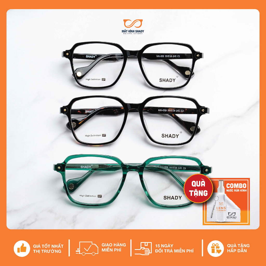 Gọng Kính Cận Nhựa Acetate Shady Unisex G2238 (Nhiều Màu)