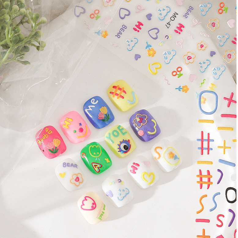 Miếng Dán Móng Nail Sticker Mini Trang Trí Móng Tay Emo Icon Tomori Loại 1 Hình Nổi 3D Nail Hàn Nhật Cute
