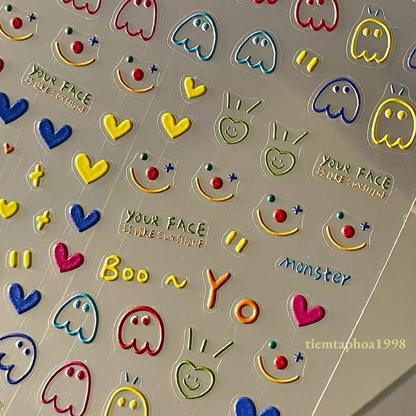 Miếng Dán Móng Nail Sticker Mini Trang Trí Móng Tay Emo Icon Tomori Loại 1 Hình Nổi 3D Nail Hàn Nhật Cute
