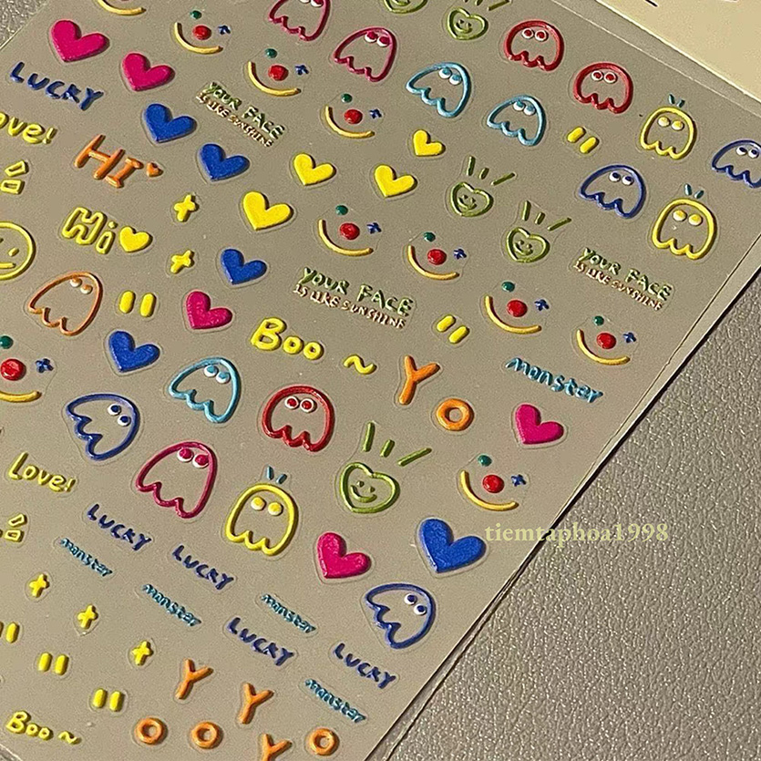 Miếng Dán Móng Nail Sticker Mini Trang Trí Móng Tay Emo Icon Tomori Loại 1 Hình Nổi 3D Nail Hàn Nhật Cute