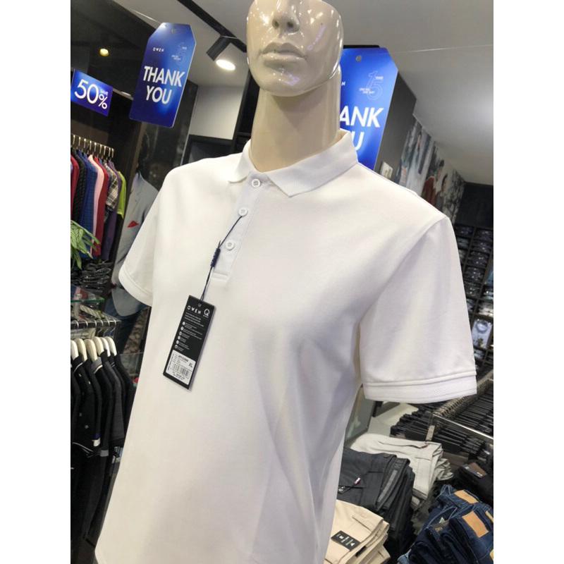 Áo polo nam owen màu trắng dáng body fit APV23688