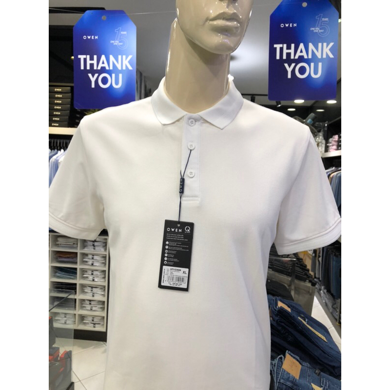 Áo polo nam owen màu trắng dáng body fit APV23688
