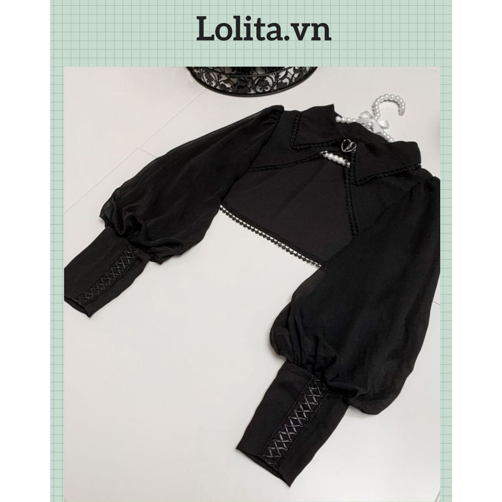 Áo sơ mi lửng khoác ngoài tay phồng phối váy lolita (Kèm ảnh thật)