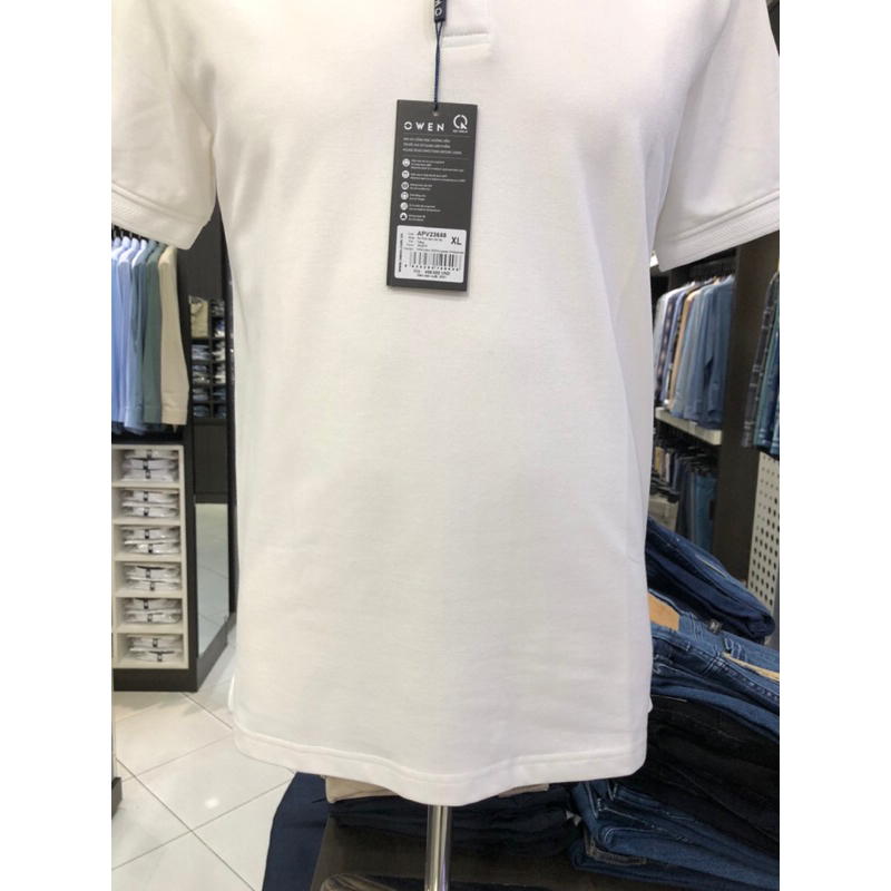 Áo polo nam owen màu trắng dáng body fit APV23688