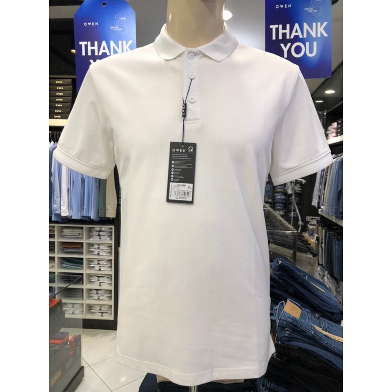 Áo polo nam owen màu trắng dáng body fit APV23688