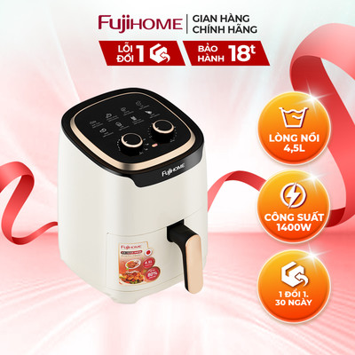 Nồi chiên không dầu FUJIHOME A4EW dung tích 4.5l,  vỉ chiên phủ chống dính - Công suất 1400W
