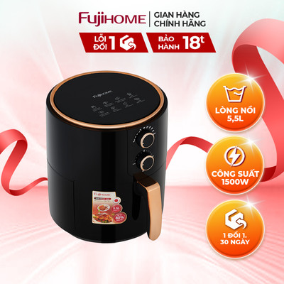 Nồi chiên không dầu nhập khẩu FUJIHOME - A5B 5.5 lít Điều khiển cơ -Chống dính cao cấp - BH 18 tháng