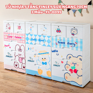 Tủ quần áo cho bé và người lớn 5 tầng FINLEY, Holla gấu thỏ vịt, tủ nhựa ngăn kéo 5 tầng đựng đồ có bánh xe