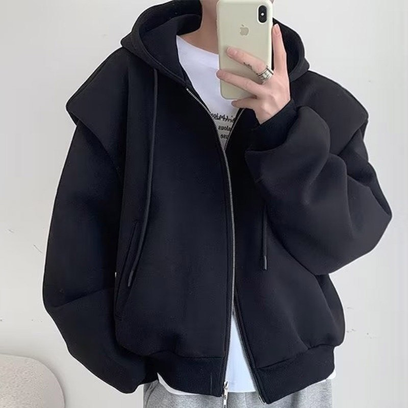 Áo Khoác hoodie khóa hai chiều chất nỉ dày dặn, phong cách Ullzang. X.STORE