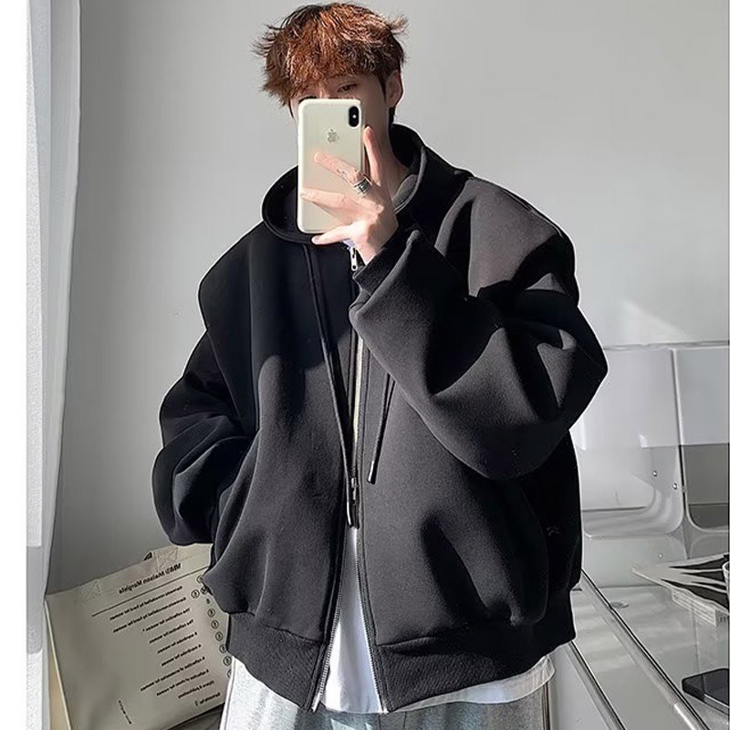 Áo Khoác hoodie khóa hai chiều chất nỉ dày dặn, phong cách Ullzang. X.STORE