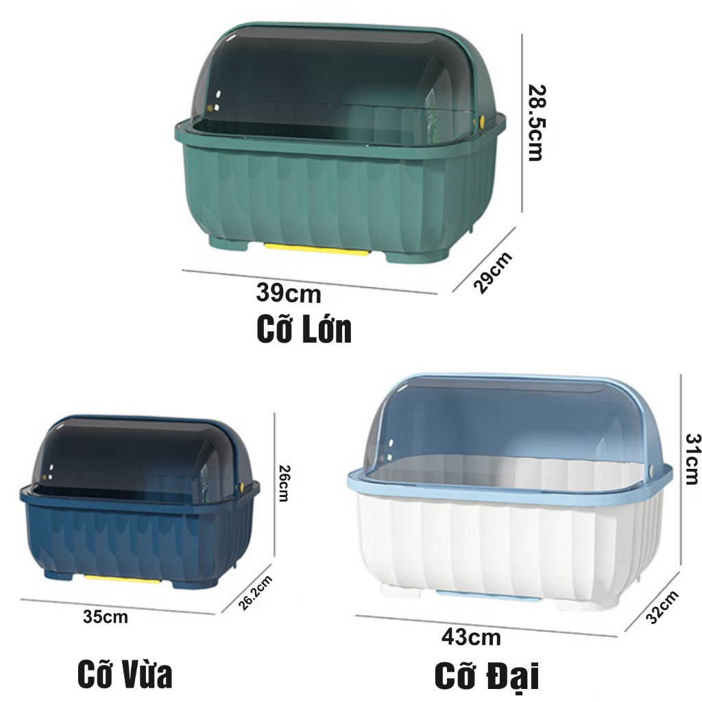 Giá Úp Chén Bát Đĩa Ráo Nước Có Nắp Đậy Tiện Dụng Cho Nhà Bếp