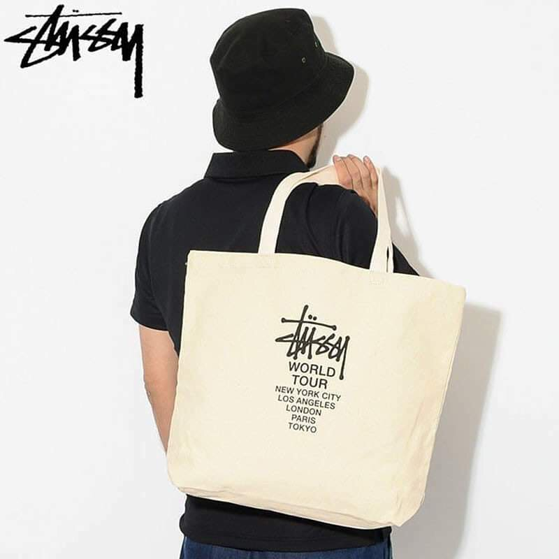 chính hãng Túi Vải đeo vai STUSSY TOTE BAG WORLD TOUR  - Stussy Unisex Nam Nữ chính hãng Authenitc